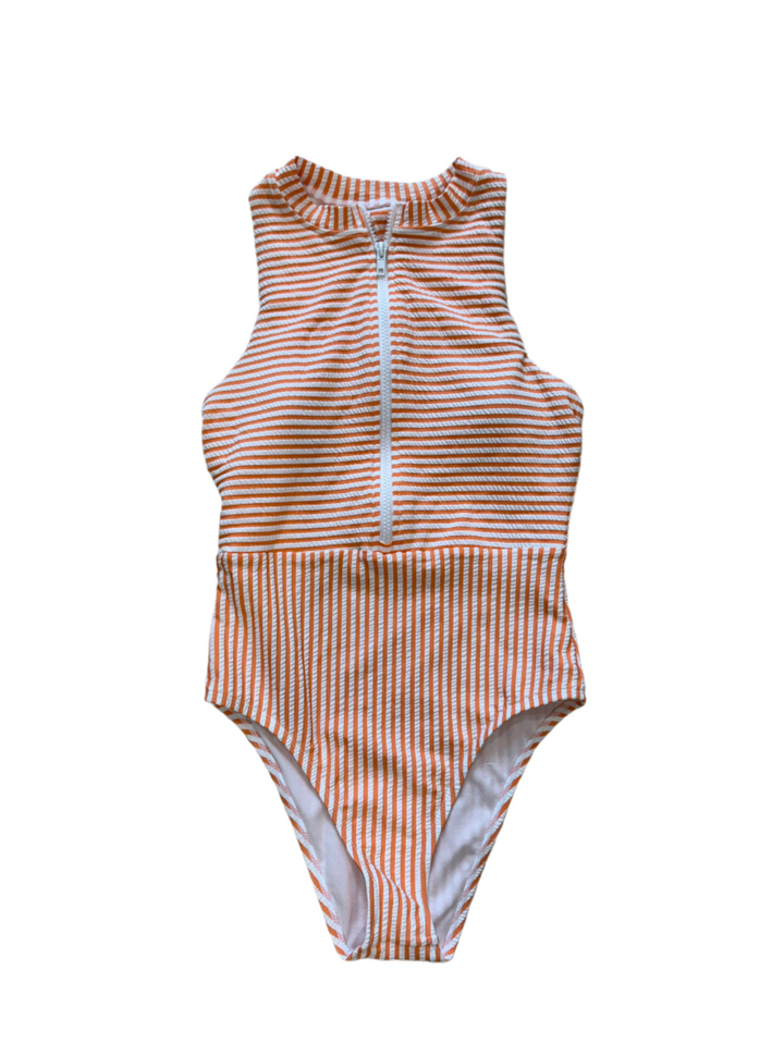 Splendid Striped Seersucker One-Piece Swimsuit - S/M