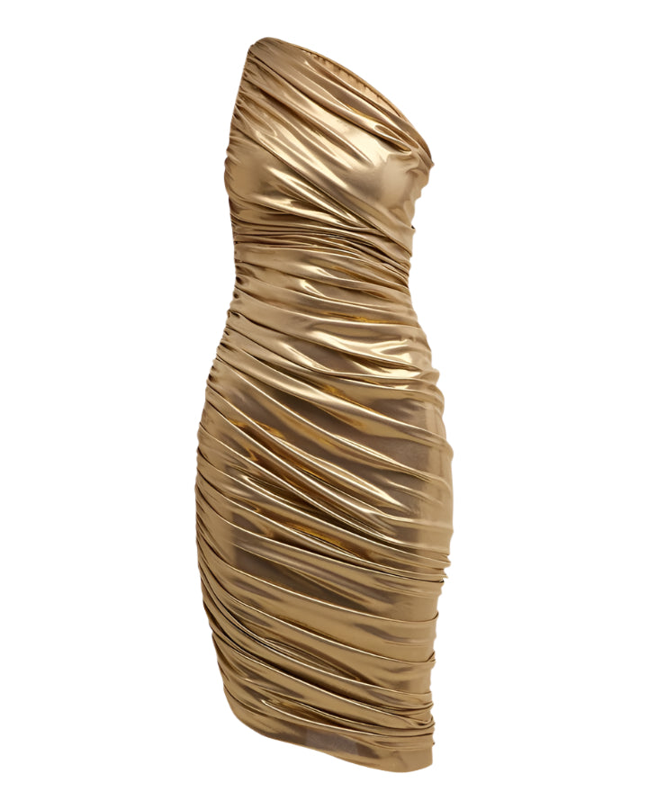 NORMAKAMALI GOLD METALLIC DRESS