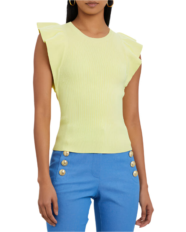 ALC HOLLY RUFFLED TANK TOP NEON YELLOW