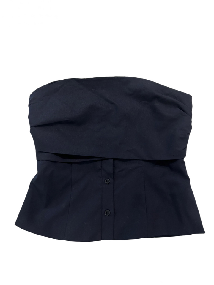 Zara Navy Blue Classy Buttondown Tube Top - XS