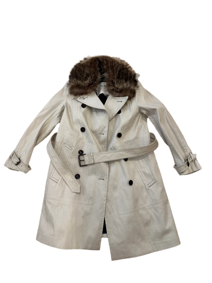 COACH TAN TRENCH WITH FUR COLLAR