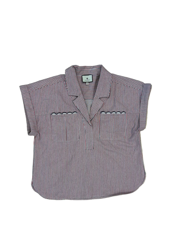 TuckerNuck Red and Blue Stripe Scottie Shirt - XS