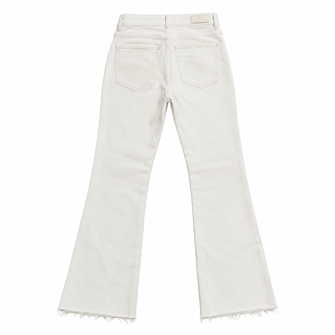 DL1961 White High-Rise Raw-Hem Flare Jeans - 24
