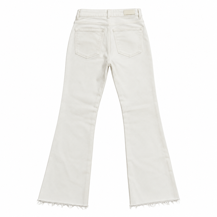 DL1961 White High-Rise Raw-Hem Flare Jeans - 24