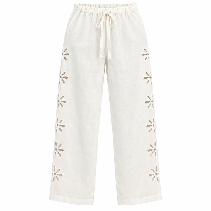 Rails Emmie Eyelet Linen Pants, White - S