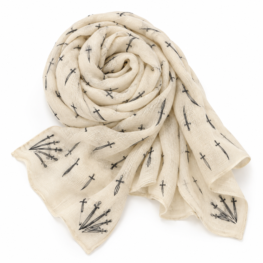 Rag &amp; Bone Classic Dagger Wool Scarf - Ivory/Black - 100% Wool
