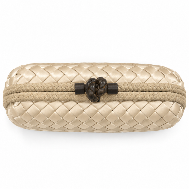 Bottega Veneta Satin Intreccio Impero Knot Clutch