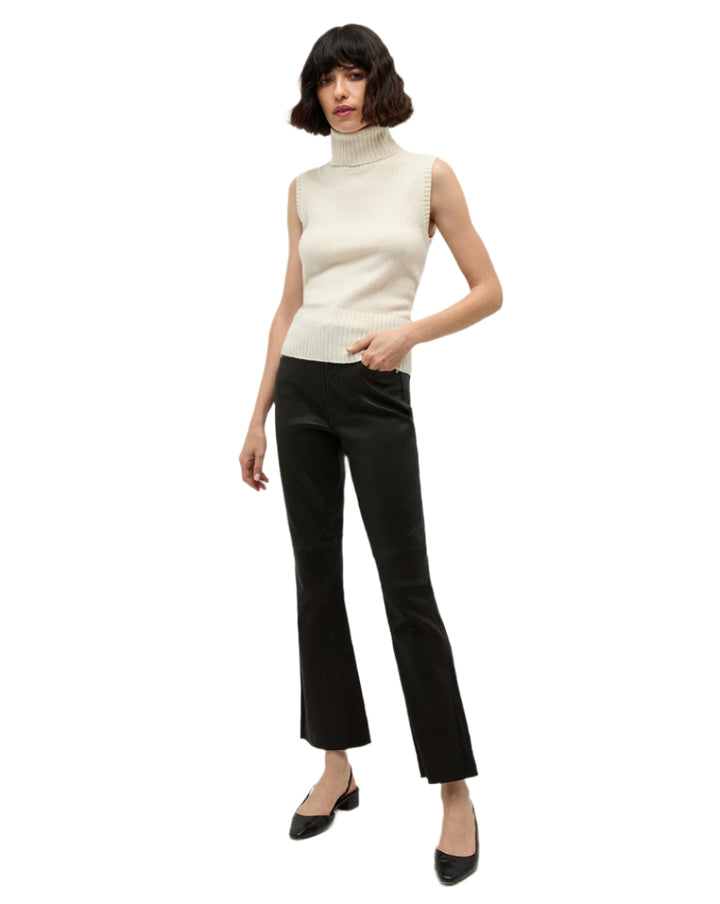 Veronica Beard Carson Leather Kick-Flare Pant- 27