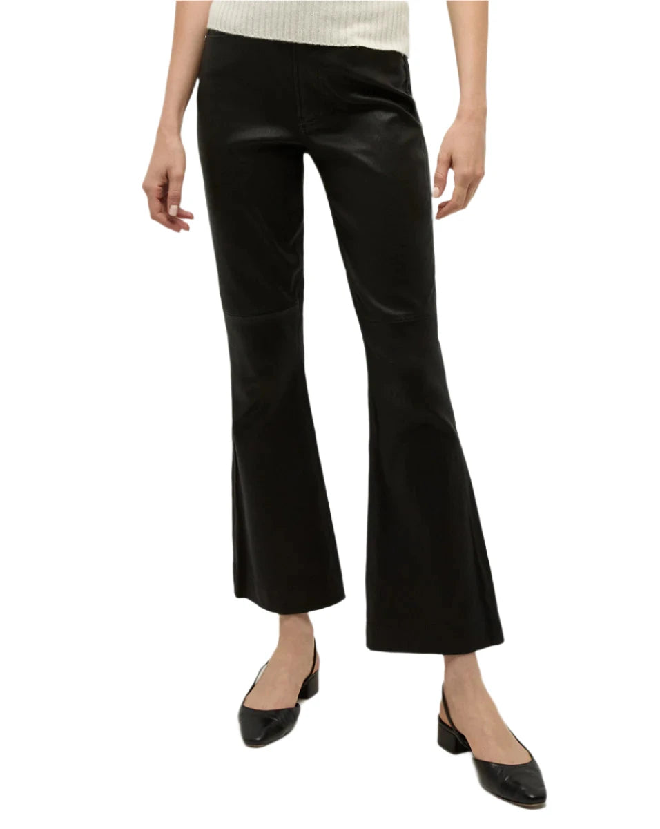 Veronica Beard Carson Leather Kick-Flare Pant- 27