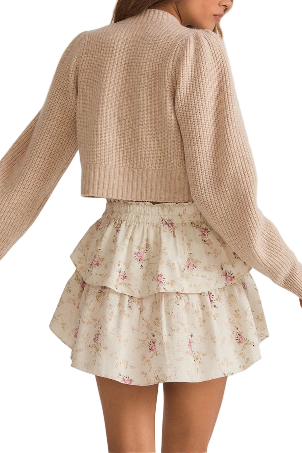 LoveShackFancy Larsa Rhinestone Bow Crop Cardigan Sweater