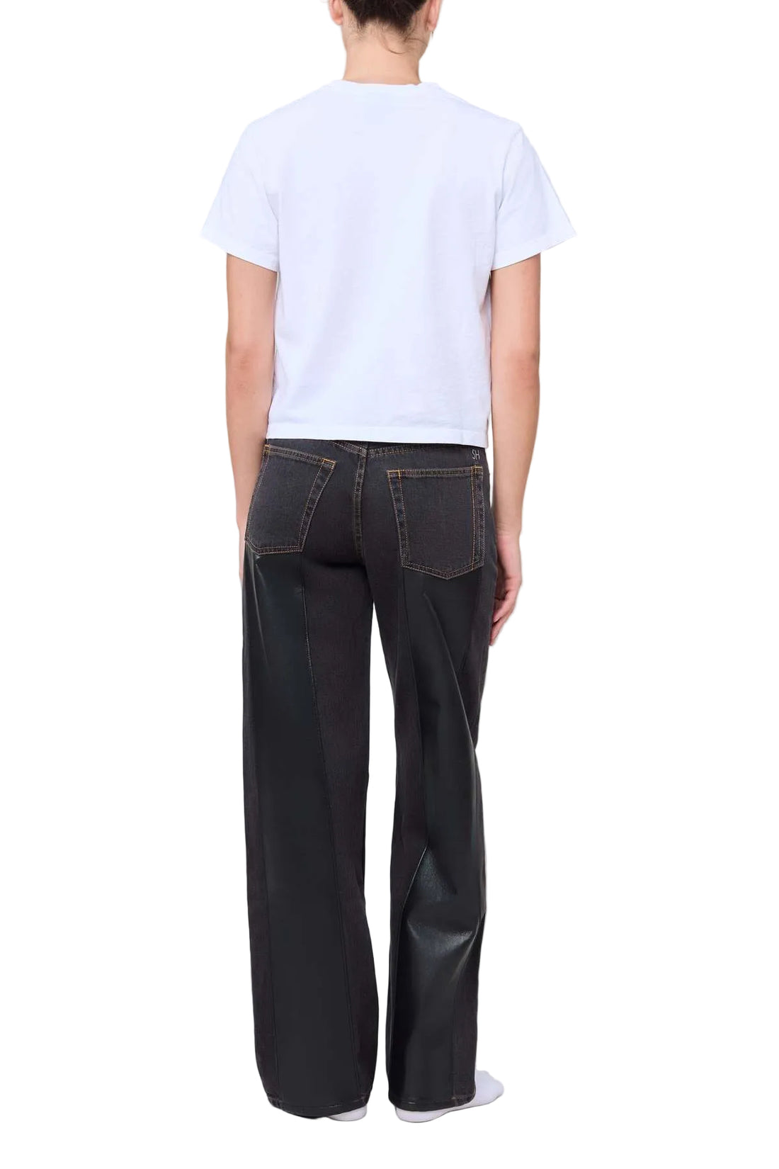 Still Here Leather Strip Everyday Jeans - Washed Black - 23