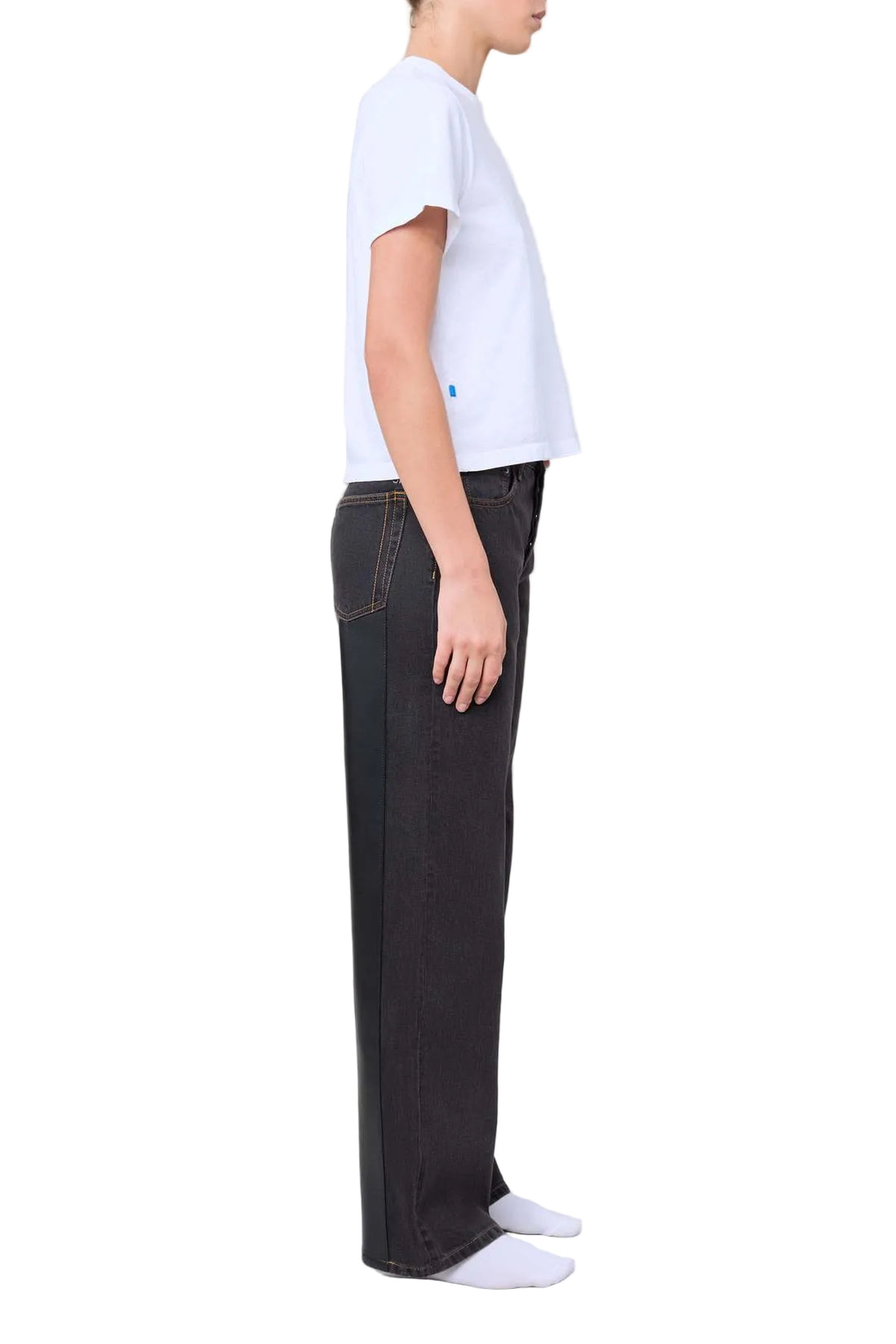 Still Here Leather Strip Everyday Jeans - Washed Black - 23