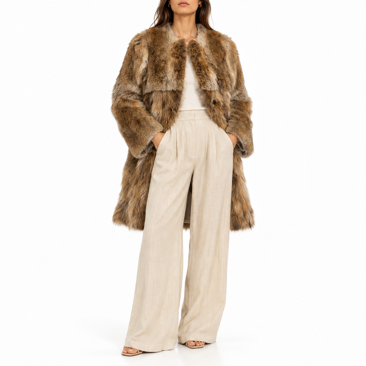 Maje Natural Rabbit Fur Long Coat - S