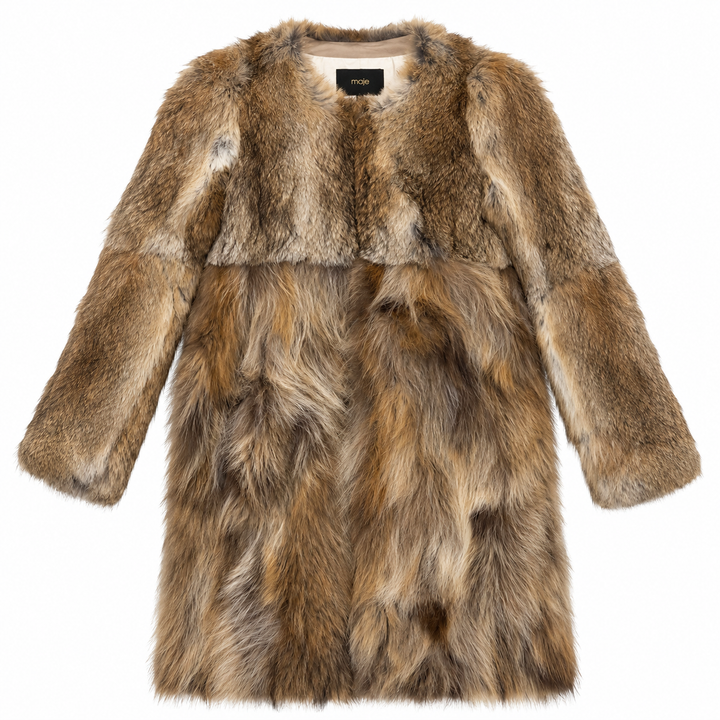 Maje Natural Rabbit Fur Long Coat - S