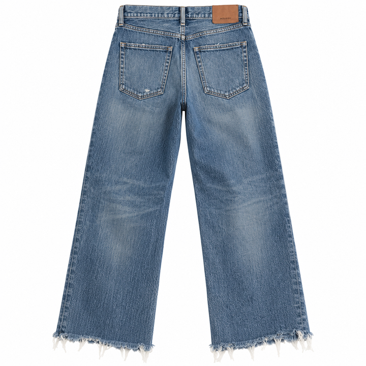 MOUSSY VINTAGE Medium-Wash Raw-Hem Straight Jeans - 26