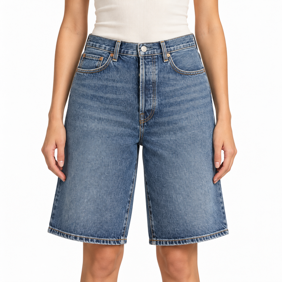 AGOLDE Risha Long Denim Shorts - 27