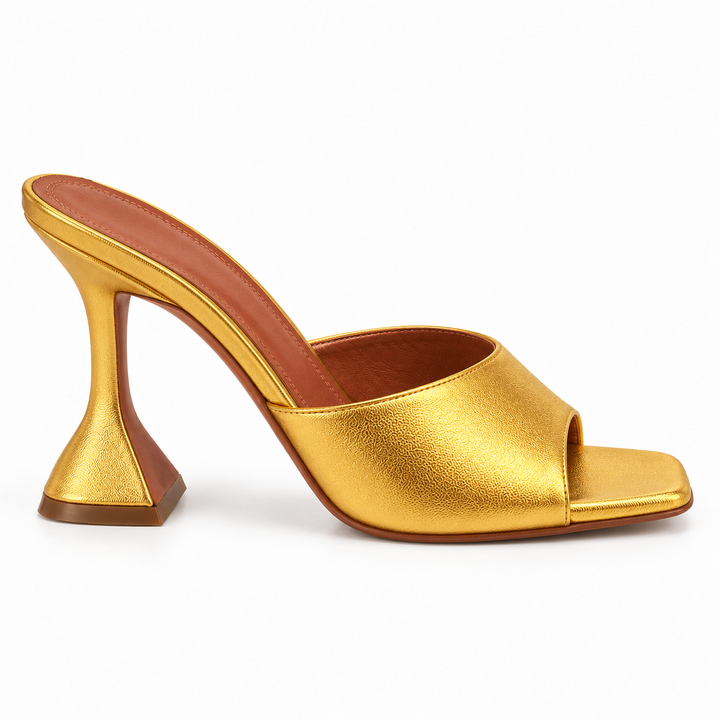 Amina Muaddi Lupita 95 Metallic Gold Leather Mules - 38