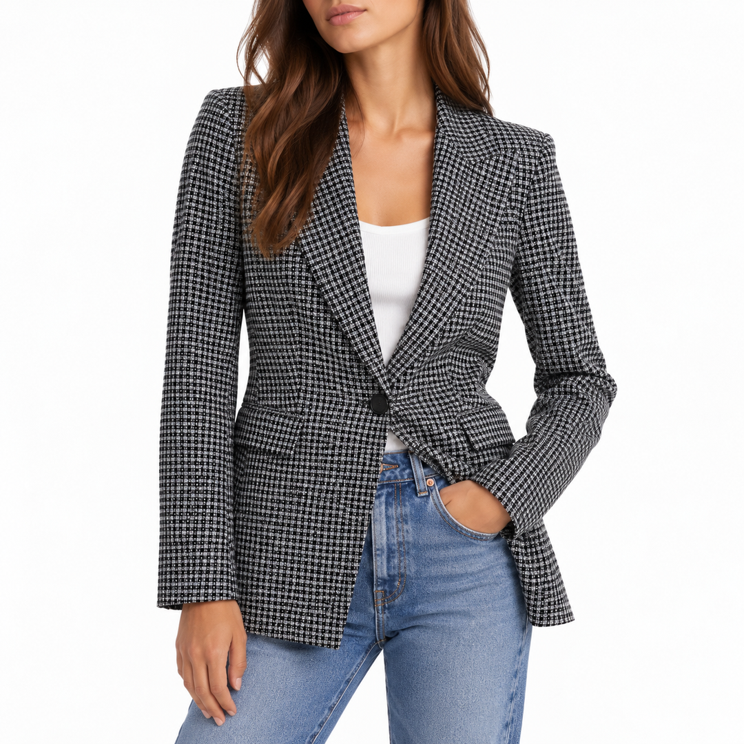 Veronica Beard Schoolboy Houndstooth Dickey Blazer - 4