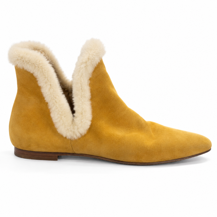 The Row Eros Shearling-Trimmed Suede Ankle Boots - 38
