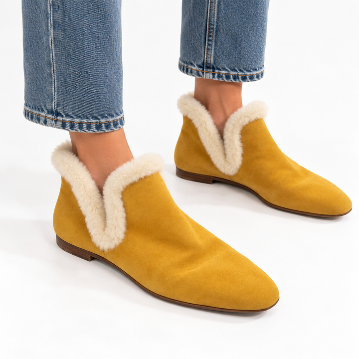 The Row Eros Shearling-Trimmed Suede Ankle Boots - 38