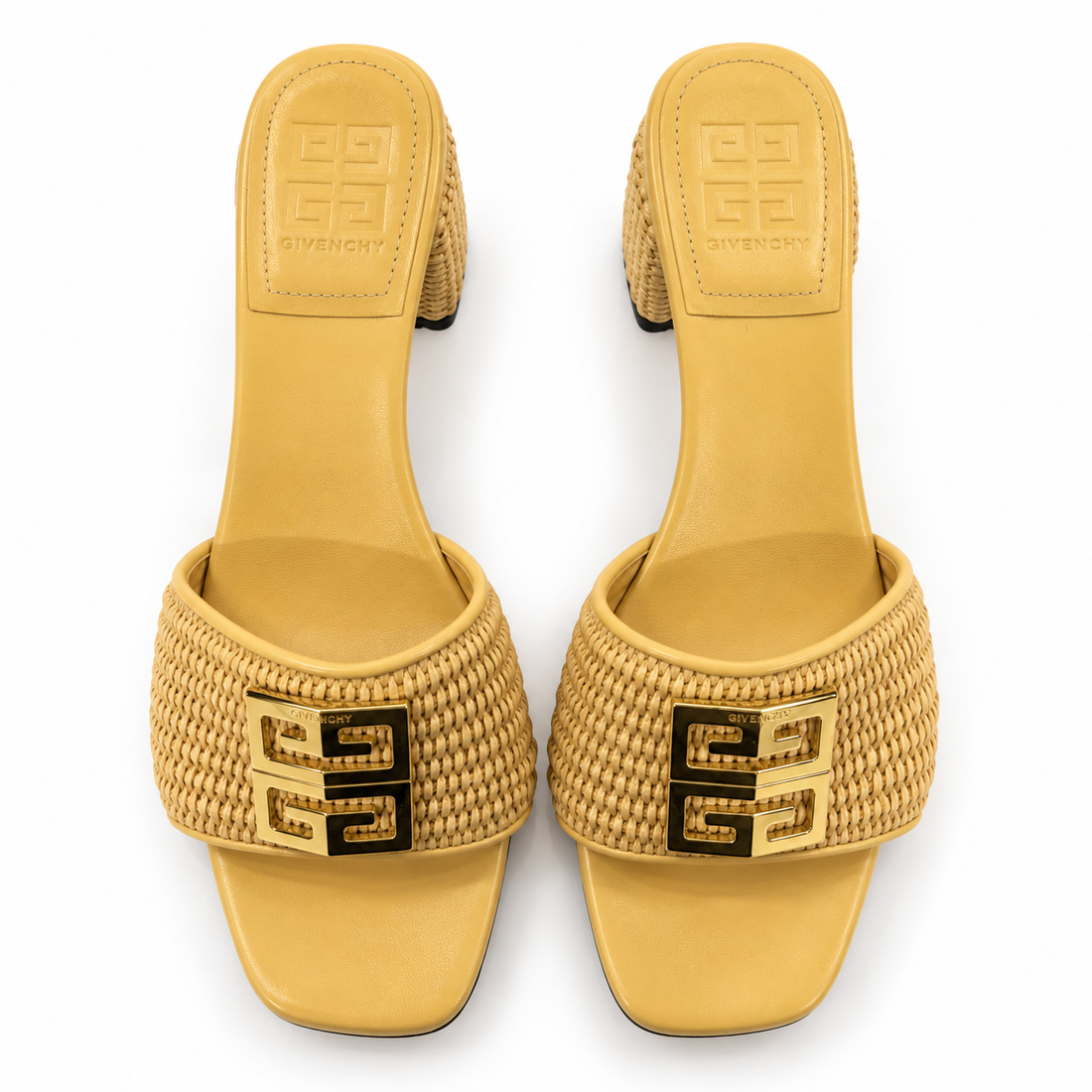 Givenchy 4G Raffia Block-Heel Mules, Natural - 38