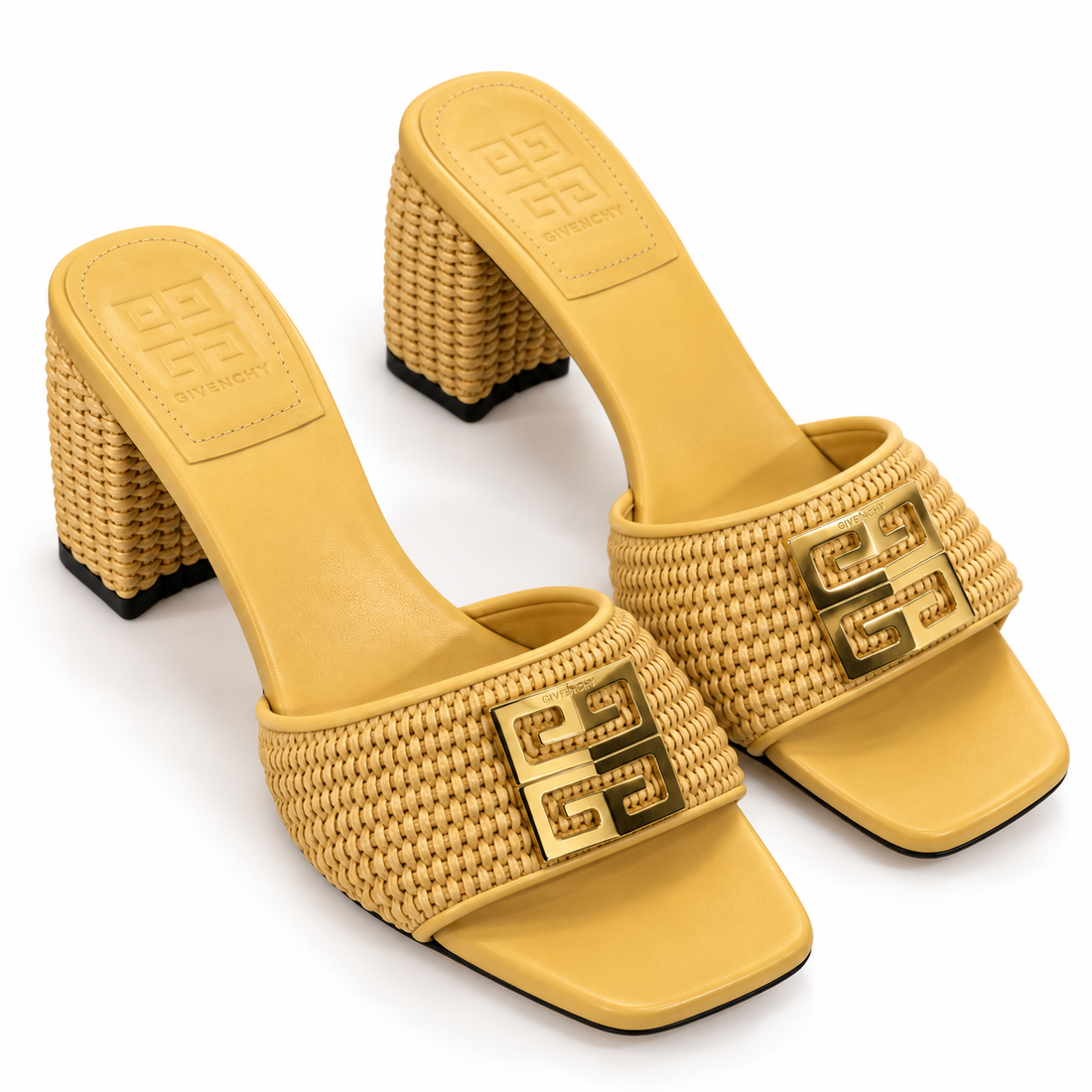 Givenchy 4G Raffia Block-Heel Mules, Natural - 38