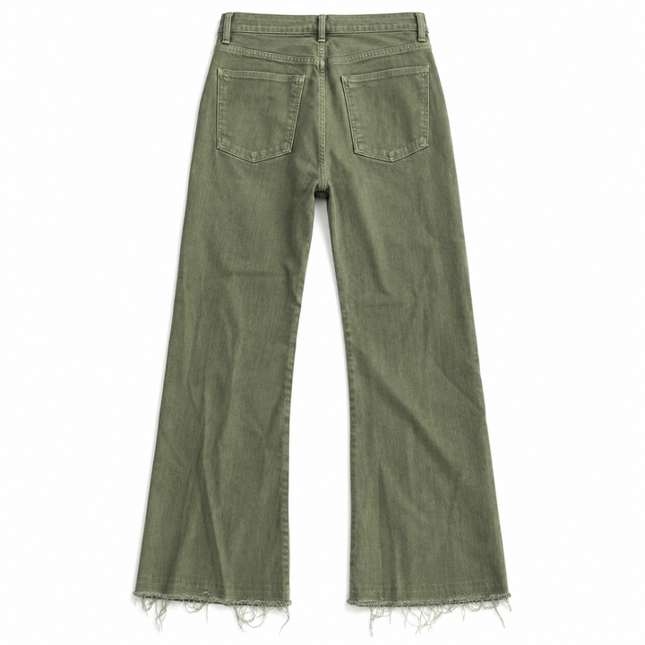 Veronica Beard Jeans Green Raw-Hem Flare Jeans - 31