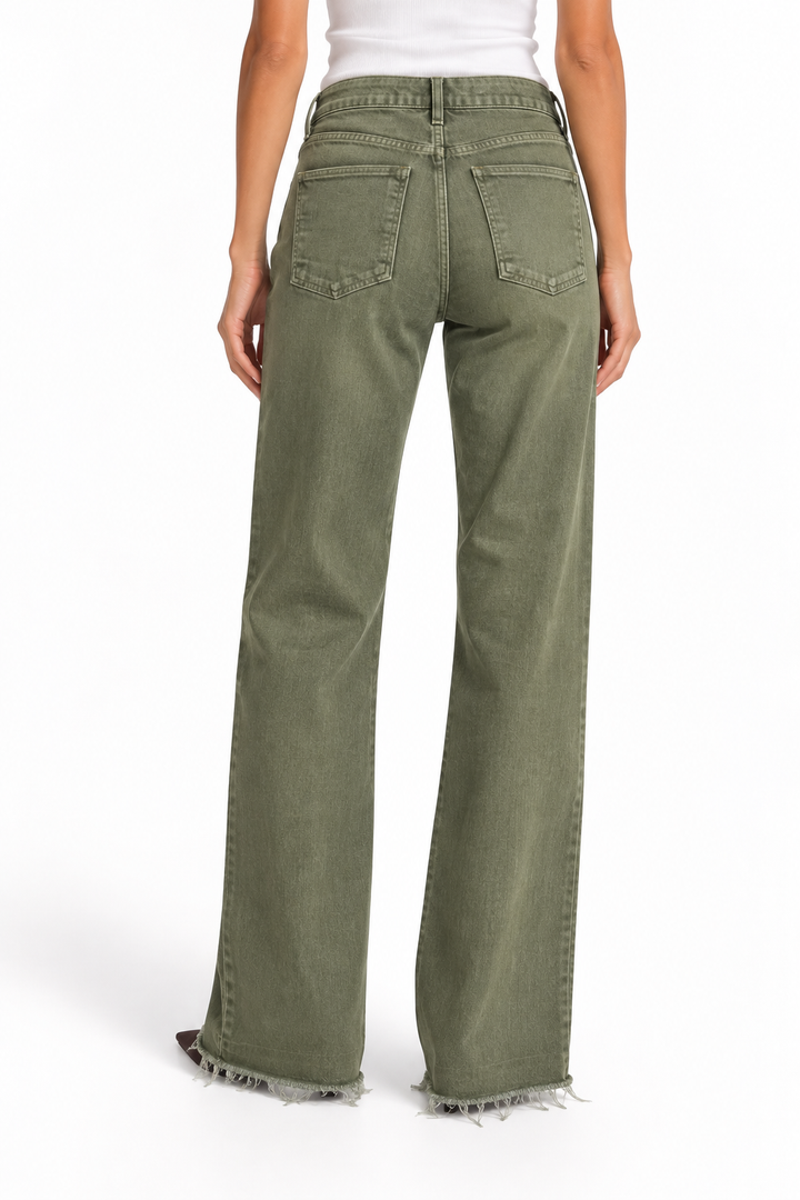 Veronica Beard Jeans Green Raw-Hem Flare Jeans - 31