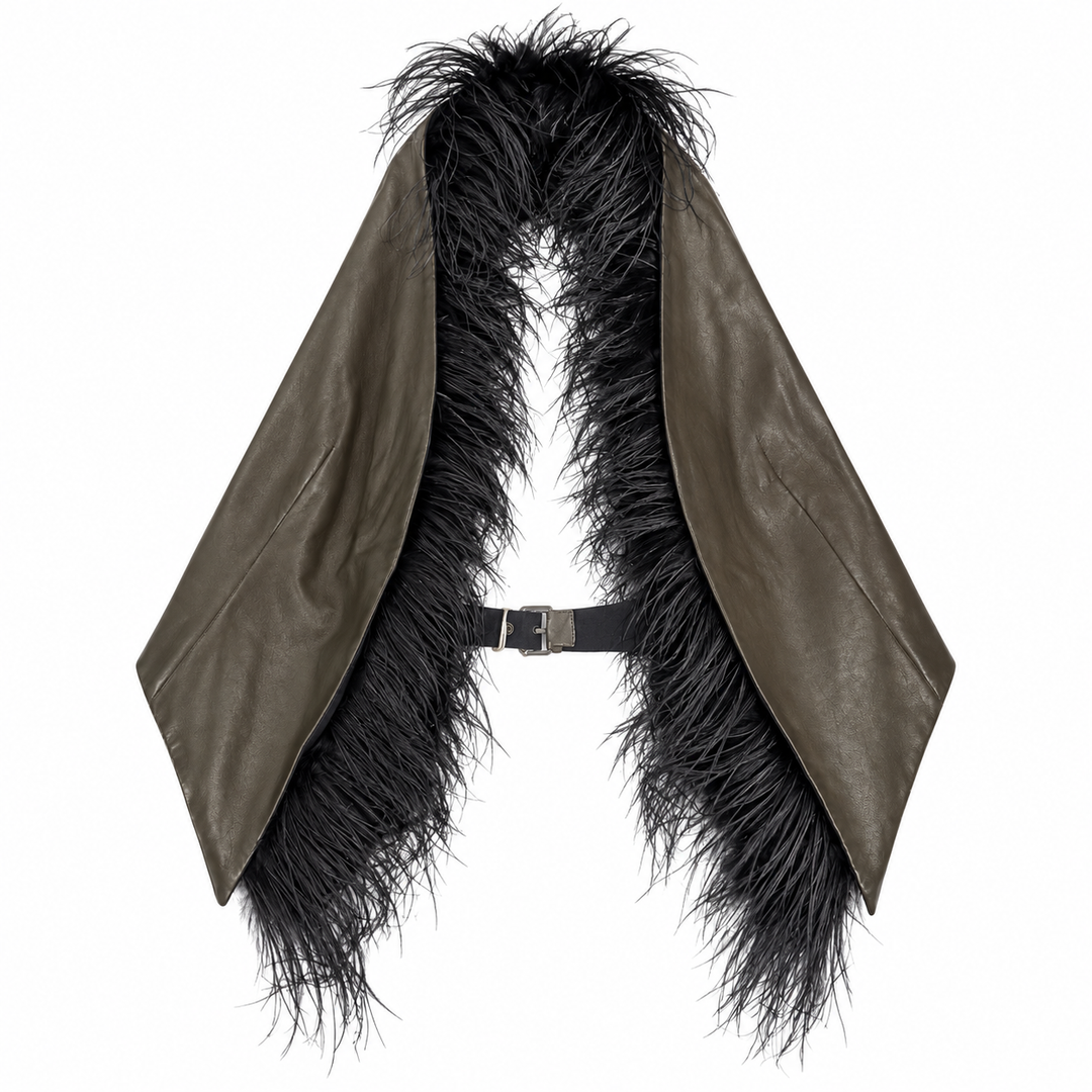 Brunello Cucinelli Soft Nappa Leather &amp; Ostrich Feather Gilet -  IT 40
