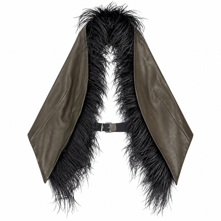 Brunello Cucinelli Soft Nappa Leather &amp; Ostrich Feather Gilet -  IT 40
