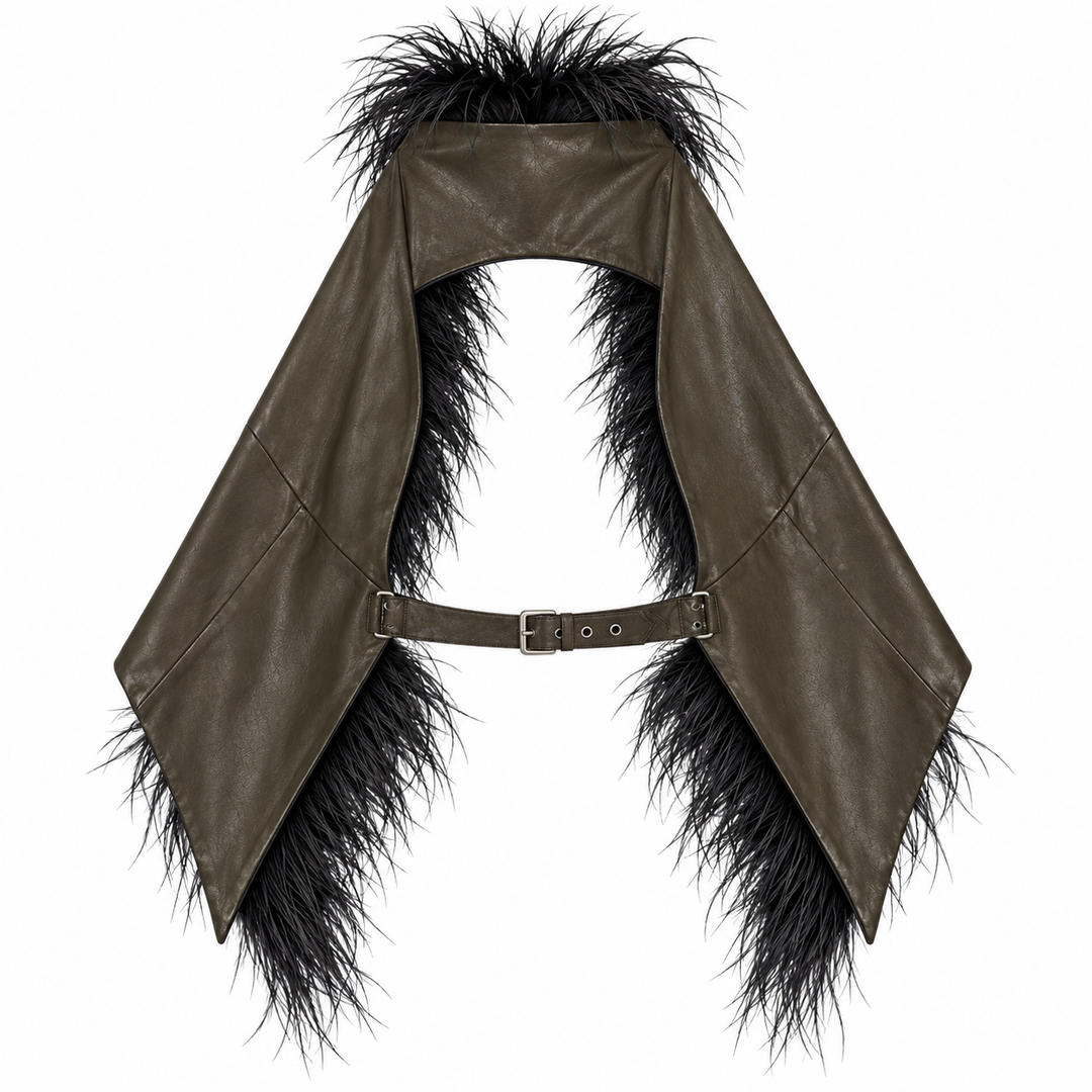 Brunello Cucinelli Soft Nappa Leather &amp; Ostrich Feather Gilet -  IT 40