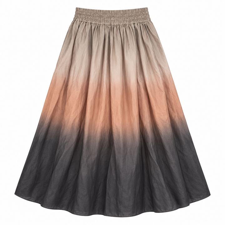 Vince Dip-Dye Ombré Italian Cotton-Blend Tiered Skirt - 6