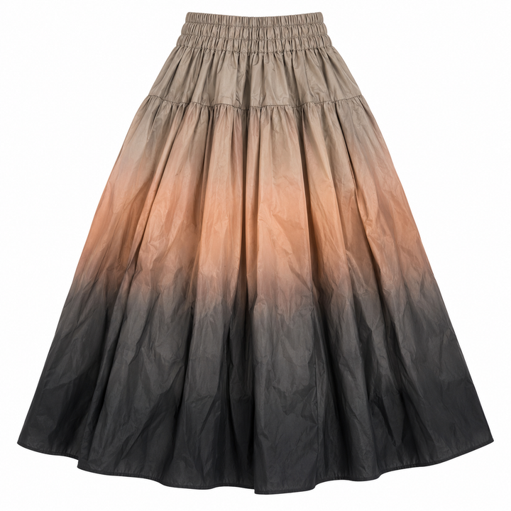 Vince Dip-Dye Ombré Italian Cotton-Blend Tiered Skirt - 6