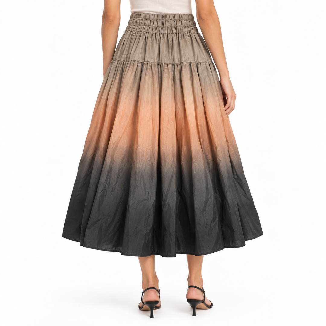 Vince Dip-Dye Ombré Italian Cotton-Blend Tiered Skirt - 6