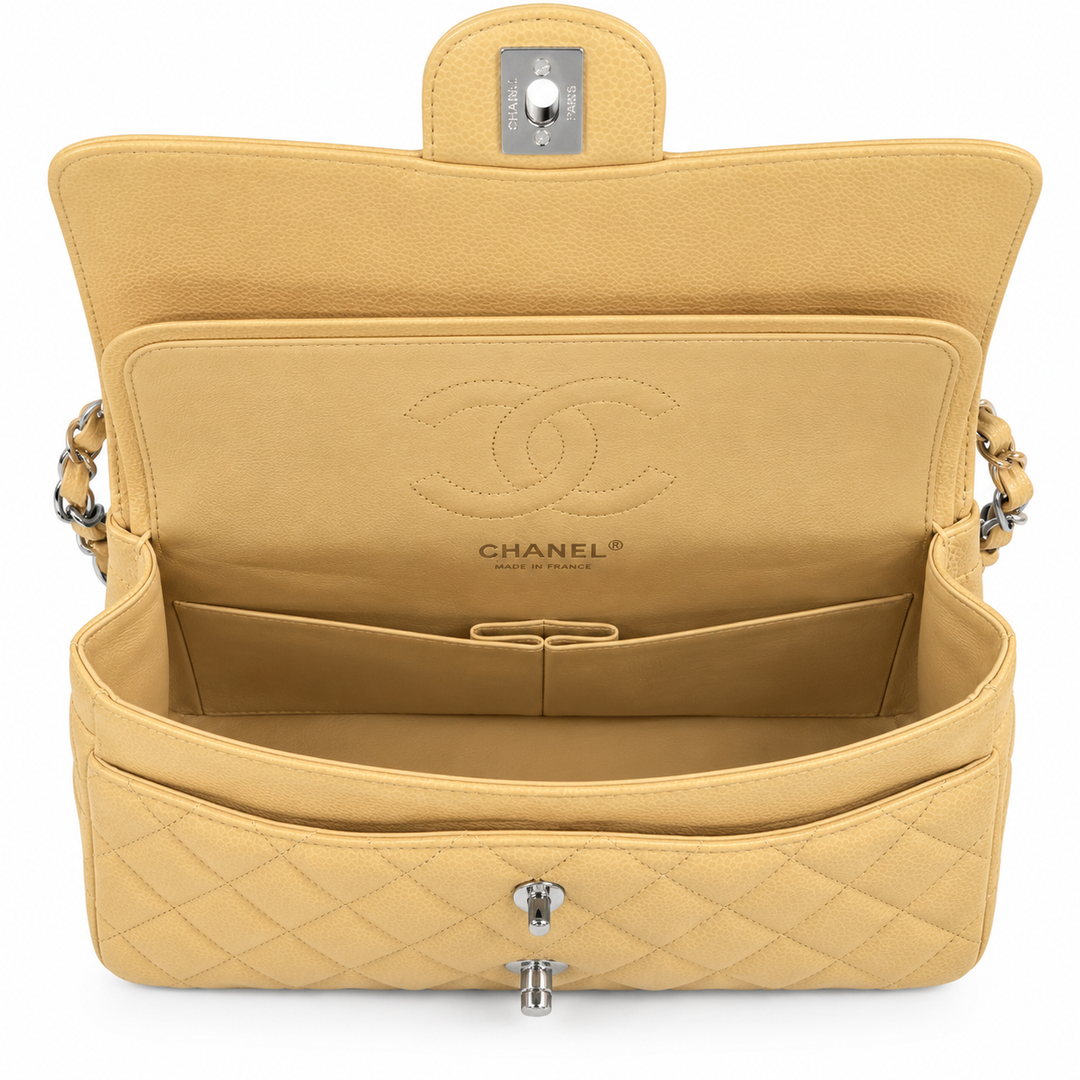 Chanel Caviar Quilted Medium Double Flap Beige