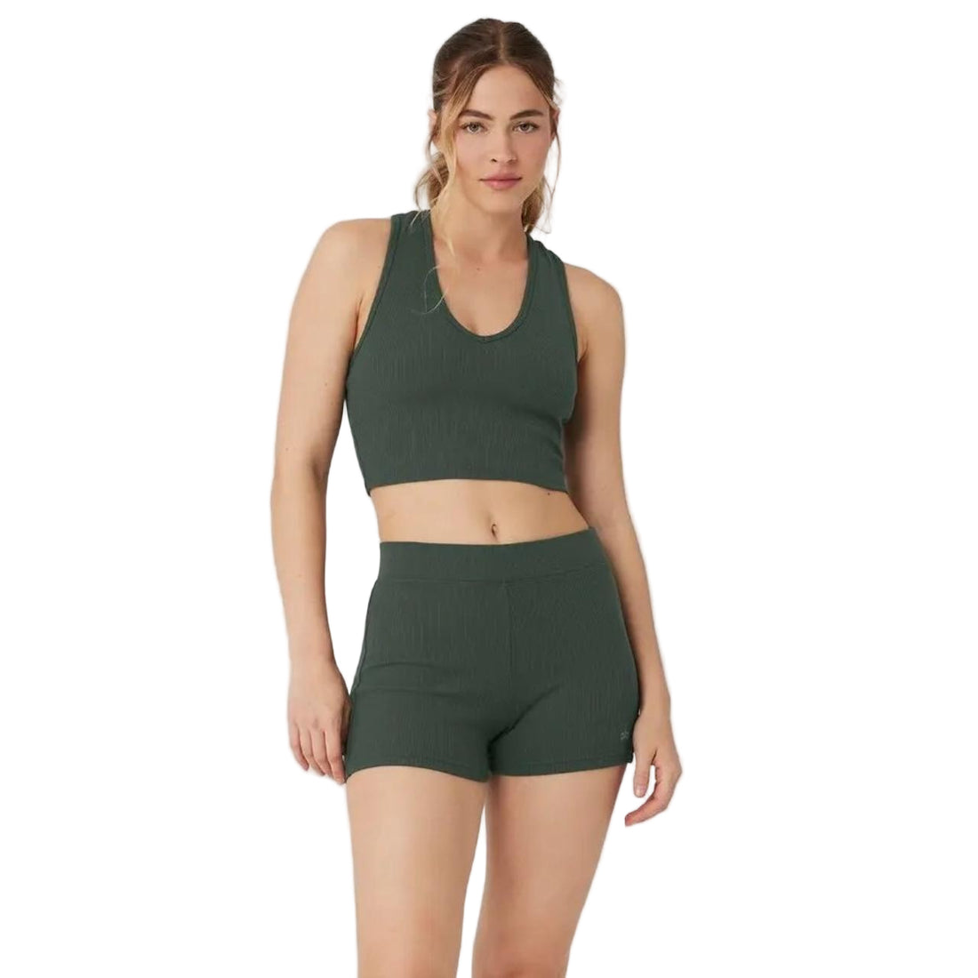 Alo Goddess Ribbed Cropped Racerback Tank - S
