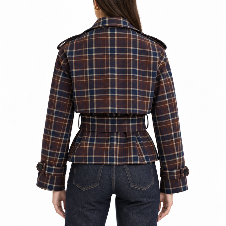 Favorite Daughter The Cropped Charles Trench, Toffee Plaid - XS