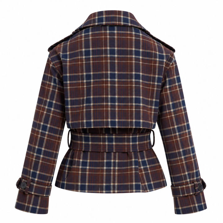Favorite Daughter The Cropped Charles Trench, Toffee Plaid - XS