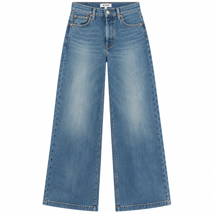 RE/DONE Mid Rise Wide Leg Jeans, Blasted - 26