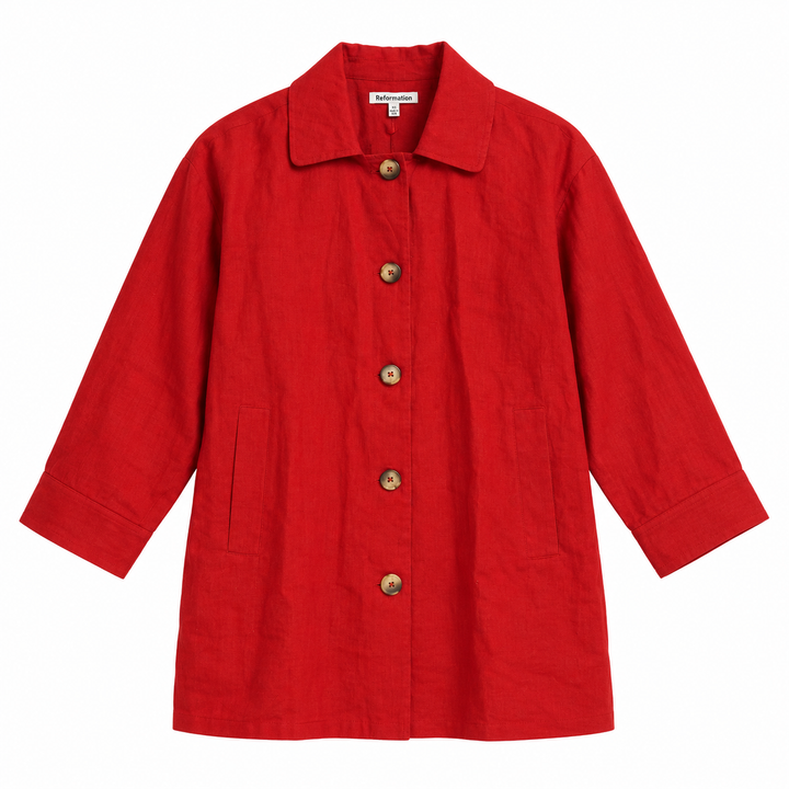 Reformation Irene Linen Jacket, Sundried Tomato - XS