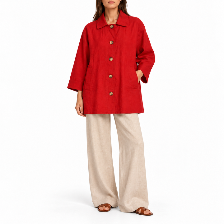Reformation Irene Linen Jacket, Sundried Tomato - XS