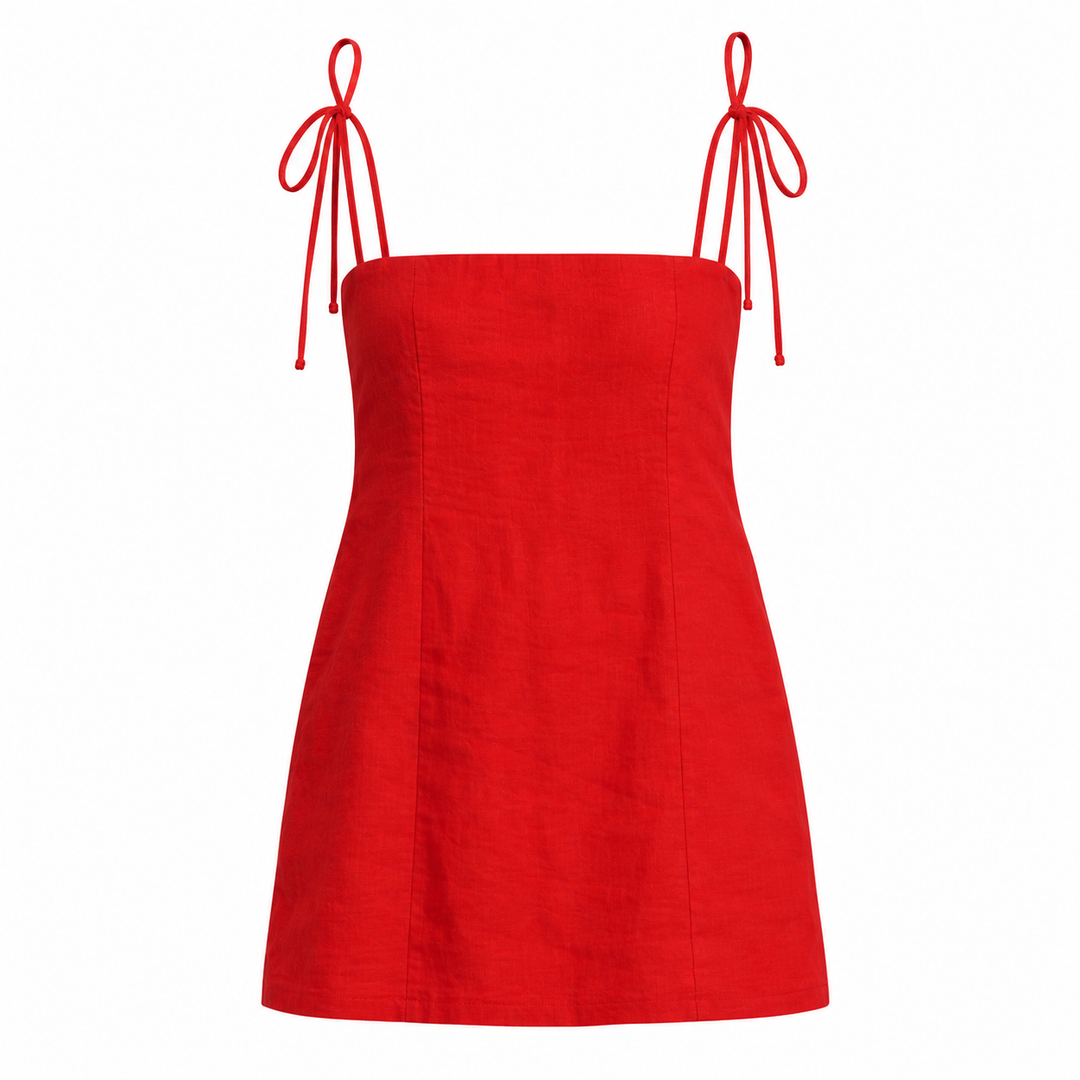Reformation Aubree Linen Dress, Sundried Tomato - Size S