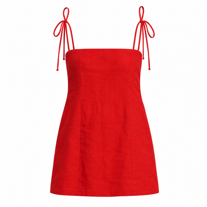 Reformation Aubree Linen Dress, Sundried Tomato - Size S