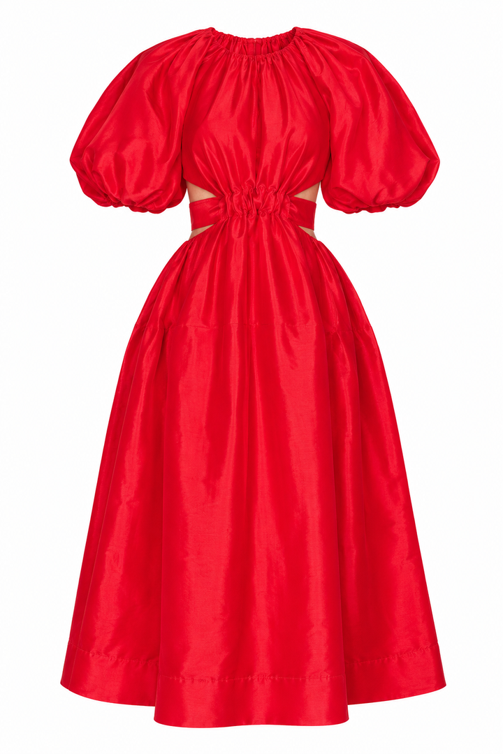 Aje Mimosa Cut Out Midi Dress, Scarlet Red - 8