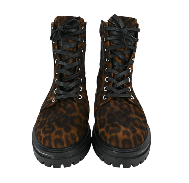 Gionvito Rossi Leopord Print Combat Boots- Size 42