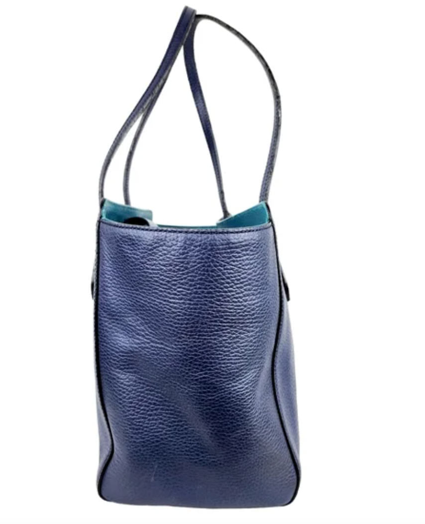 Gucci- Swing Navy Blue Leather Small Tote
