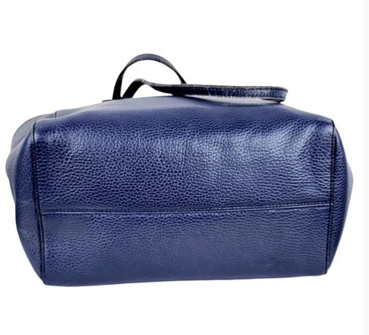 Gucci- Swing Navy Blue Leather Small Tote
