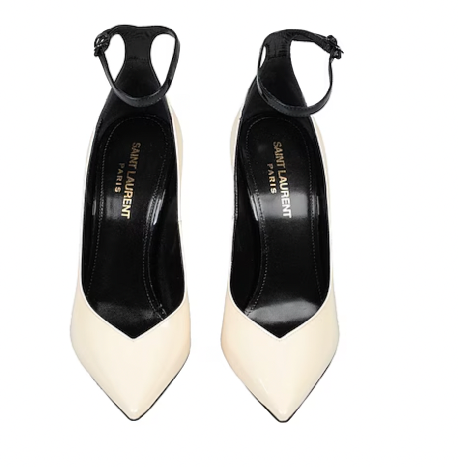 SAINT LAURENT Zoe Leather Pumps In White- 39.5