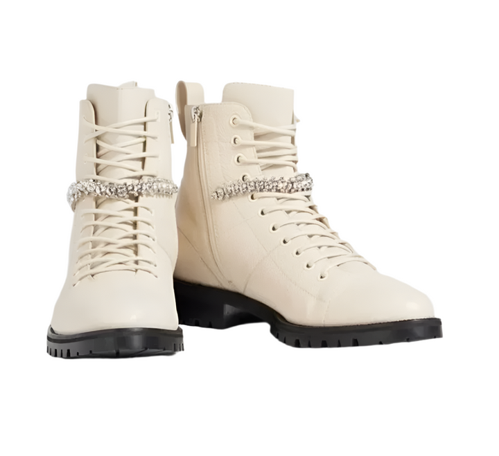 Jimmy Choo Cruz Crystal- Embellished Ankle Boots- Size 37.5