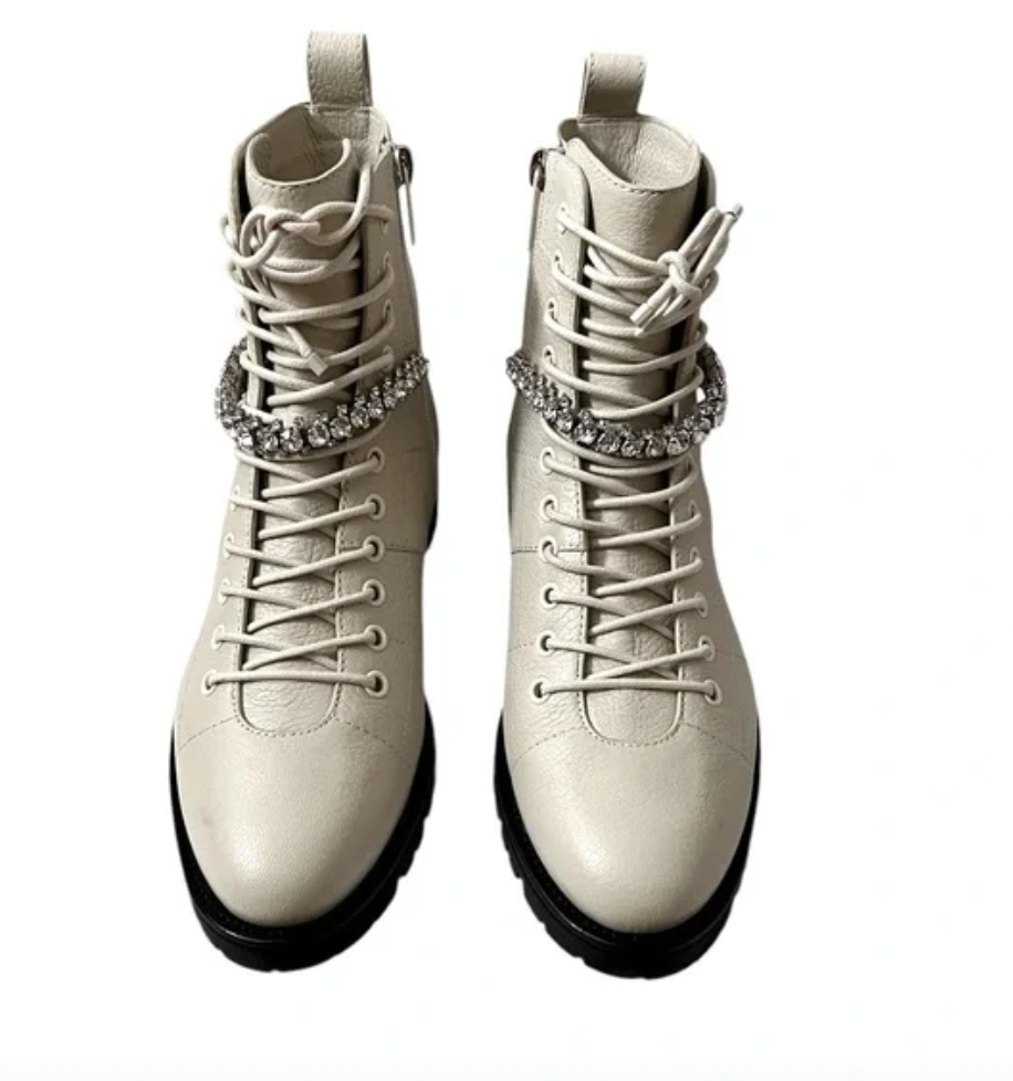 Jimmy Choo Cruz Crystal- Embellished Ankle Boots- Size 37.5